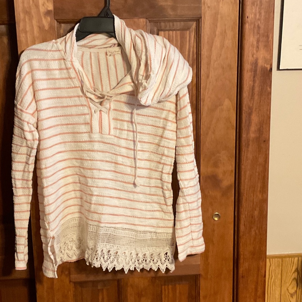 Hem & Thread Peach and Cream Striped Top
